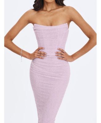 Women's Raylee Beaded Mesh Strapless Sheath Maxi Dress