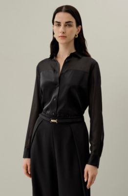 Women's Button Down Silk Organza Shirt