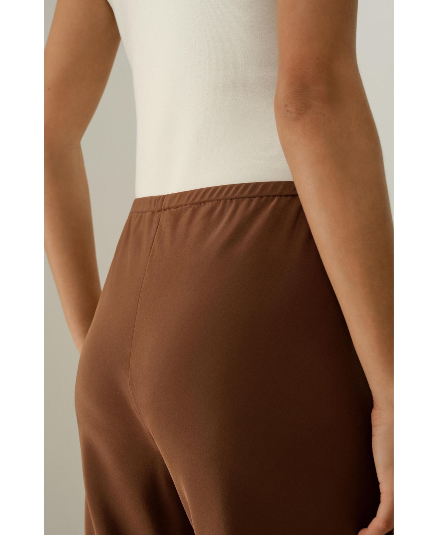 Women's Bias Cut Straight Leg Silk Pants