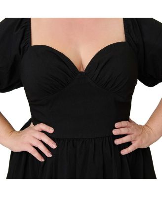 Women's Plus Size Sweetheart Puff Sleeve Swing Dress