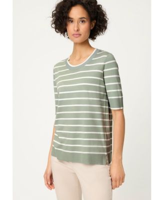 Women's Striped Short Sleeve Sweater