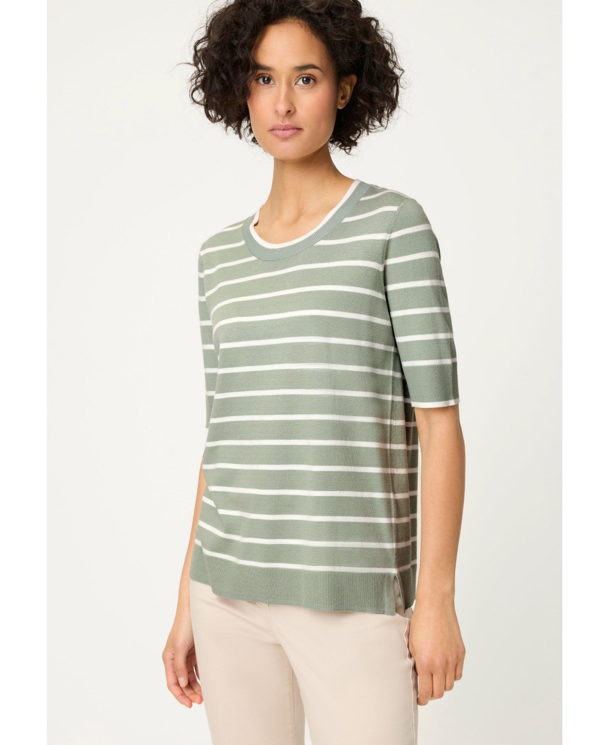 Olsen Women's Striped Short Sleeve Sweater