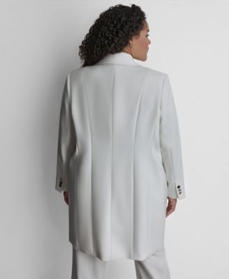 Plus Size Notch Collar Buttoned Jacket