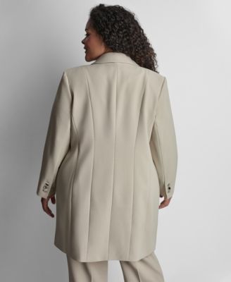 Plus Size Notch Collar Buttoned Jacket