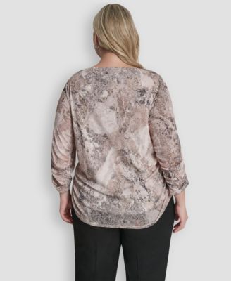 Plus Size Boat Neck Long-Sleeve Top