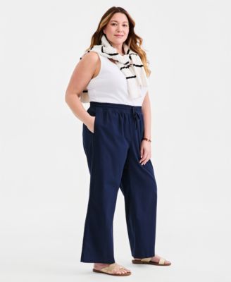 Size Wide-Leg Twill Tape Pants