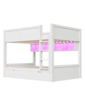 Full XL over Full XL Bunk Bed with Storage, LED, 2 Drawers