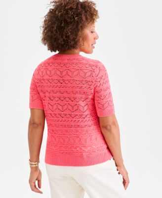 Petite Short-Sleeve Crewneck Sweater