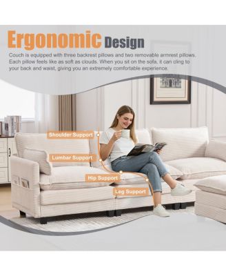 102" Oversized Modular Sectional Sofa with Movable Ottoman