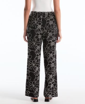 Petite Floral Embroidered Drawstring Pants