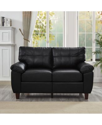 59" Modern Faux Leather Loveseat Sofa with Storage and Big Armrests