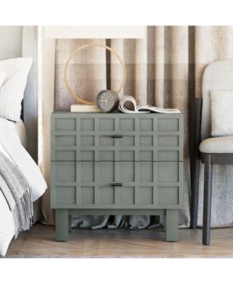 Light Green Nightstand with Grid Design