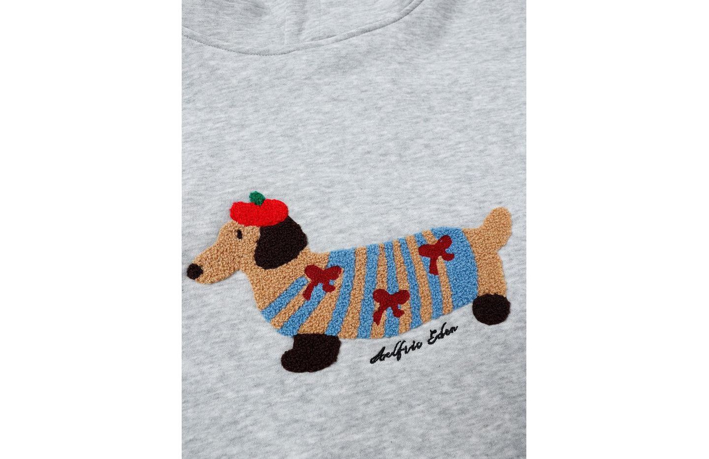 Женское худи AELFRIC EDEN Cartoon Dachshund Pullover, цвет: Серый — фото 4