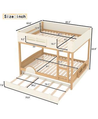 Streamdale Queen Bunk Bed with Trundle, Bookshelf, and Auto Design for Kids