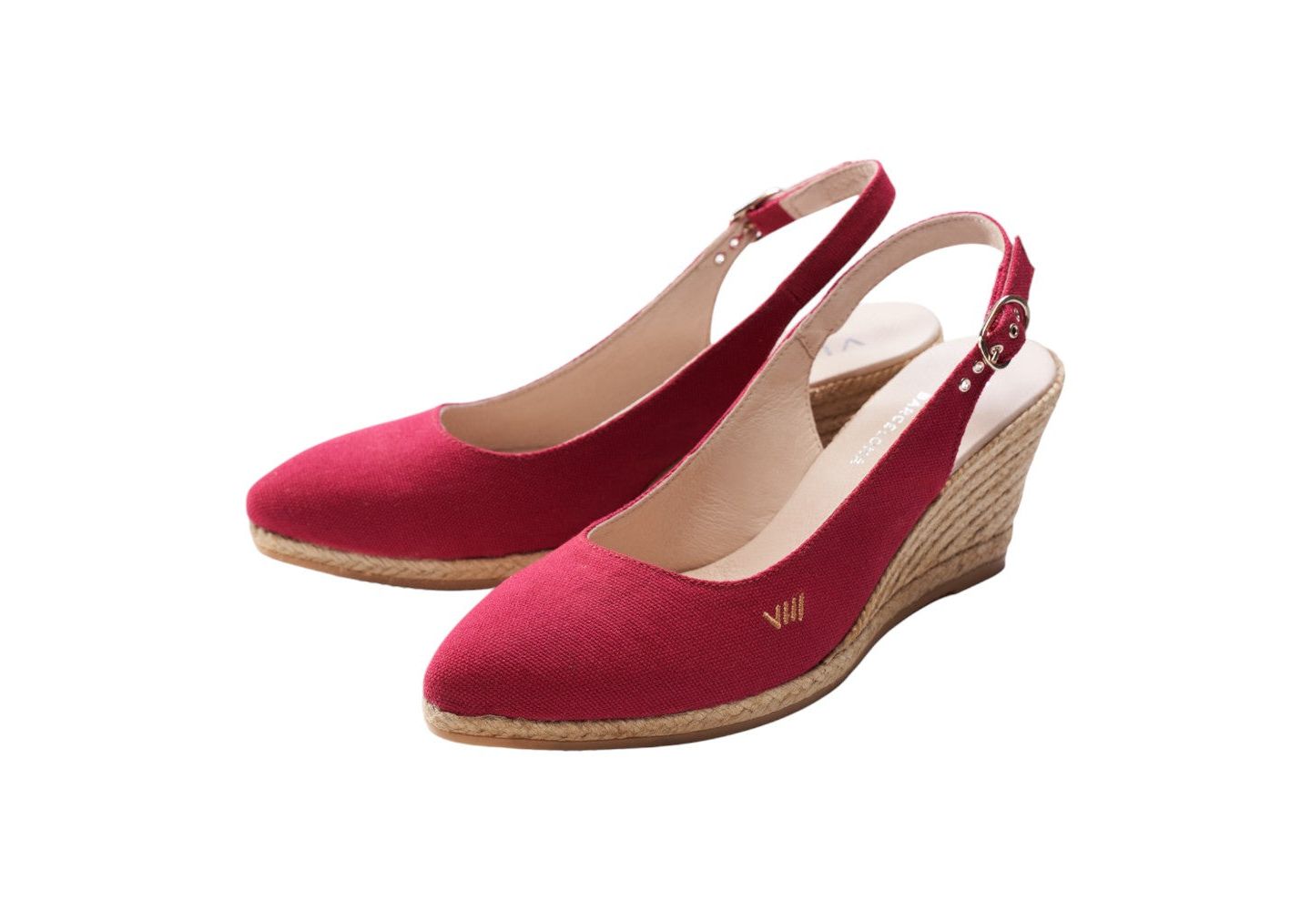 Женские сандалии VISCATA Palomera Canvas Espadrille Wedges Slingback, цвет: Вишнёвый — фото 7