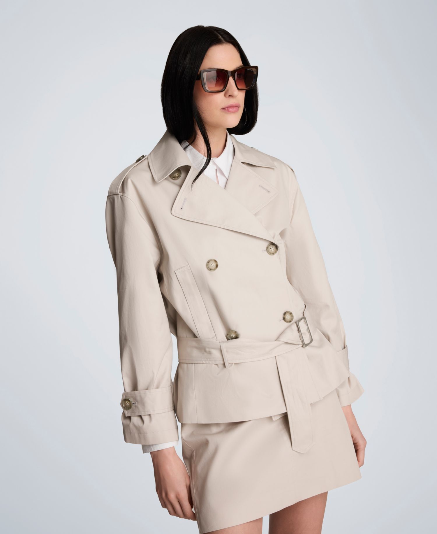 Women's Drop-Waist Belted Trench Jacket