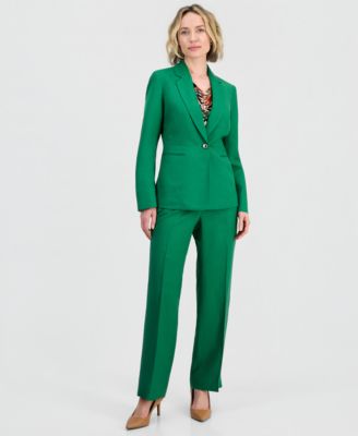 Women's Linen Notched Collar One-Button Blazer