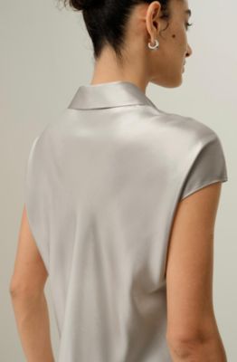 Women's Bias Cut Cap-Sleeve Silk Shirt
