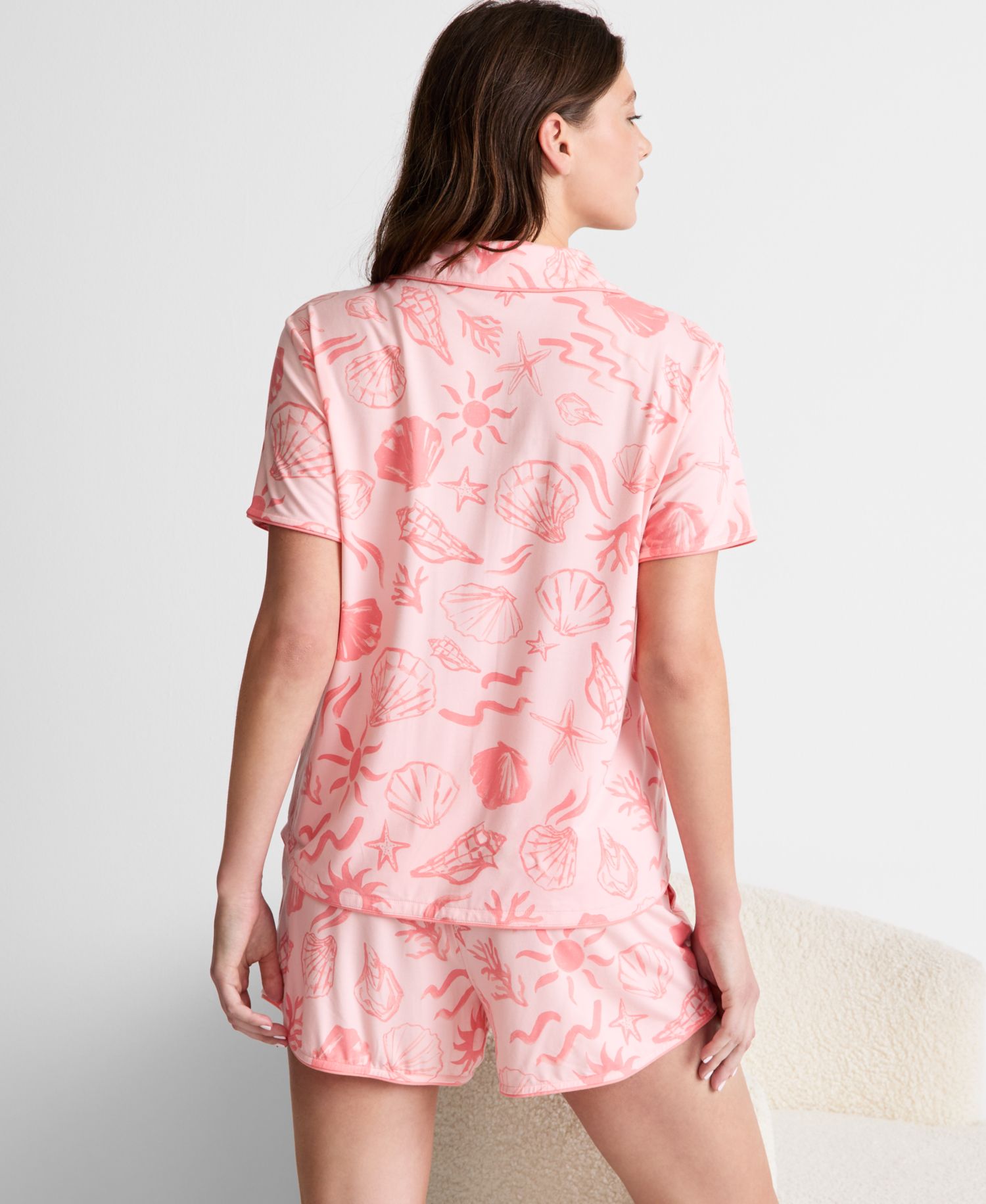 Women's Modal Fluid Knit Notched-Collar Pajama Set XS-3X