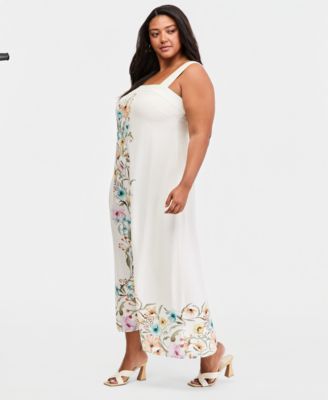 Plus Size Thick Strap Square Neck Maxi Dress
