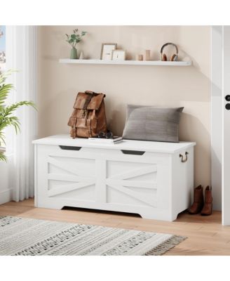 39.4-Inch Wooden Toy Chest & Storage Bench, Safety Hinge for Kids  Room