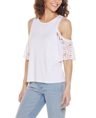 Women's Crochet Lace Cold Shoulder Top