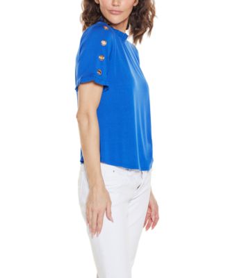 Women's Ruffle Trim Grommet Knit Top
