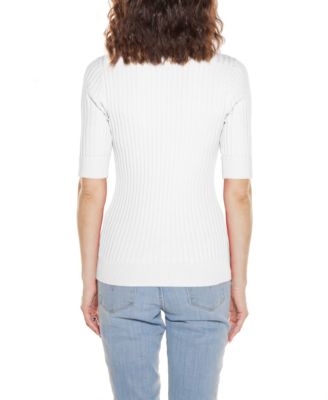 Women's Collared Quarter Zip Ribbed Knit Sweater