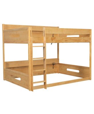 Queen over Queen Bunk Bed with Storage Shelves and USB Ports