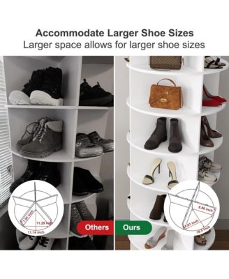 8 Tier Rotating Shoe Rack Tower, Vertical Display Stand Round Carousel, Shoe Storage Organizer for Entryway