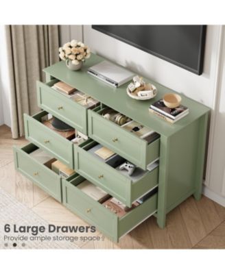 6-Drawer Dresser for Bedroom, Large Wooden Chest with Deep Drawers and Metal Knobs for Entryway, Hallway