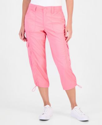 Petite Mid-Rise Cargo Capri Pants