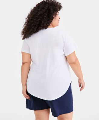 Style & Co Plus Size Perfect Short-Sleeve Open-Crewneck T-Shirt