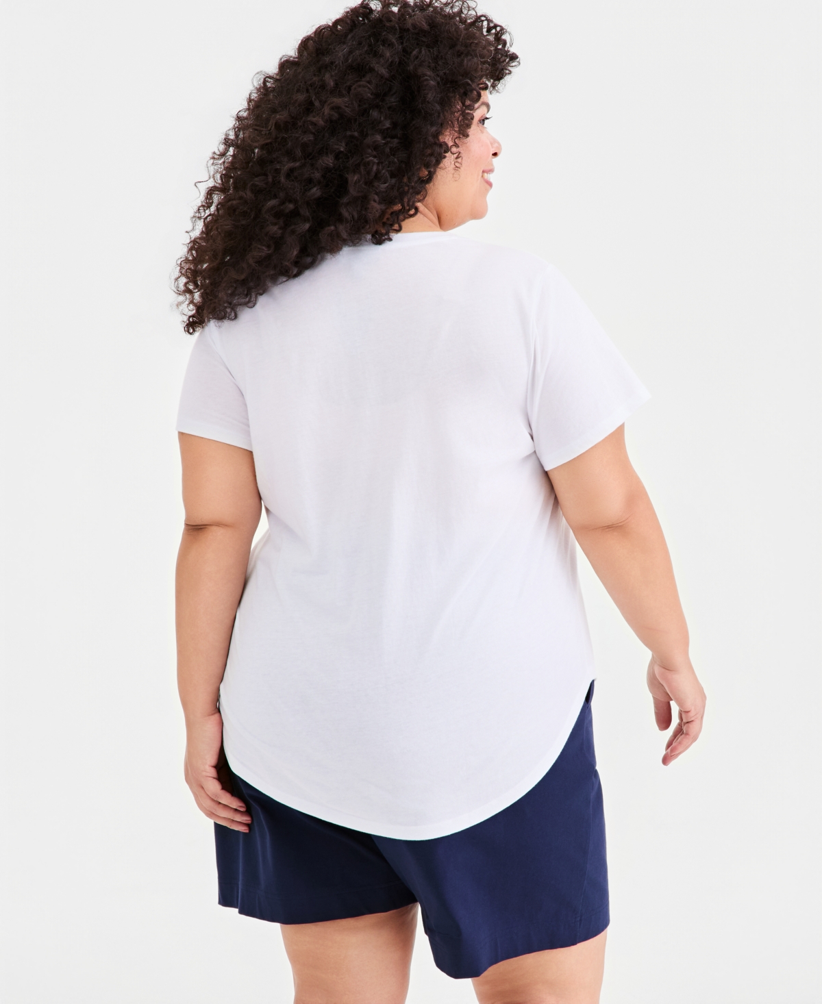 Style & Co Plus Perfect Short-Sleeve Open-Crewneck T-Shirt