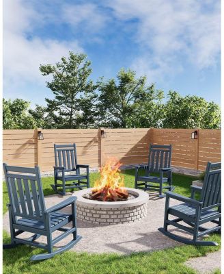 HDPE Rocking Chair Outdoor Set of 4 - Poly High Back Porch Rocker Chairs for Adults - All Weather Resistant Furniture