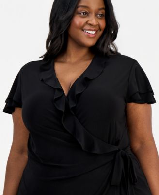 Plus Size Ruffled V-Neck Side-Tie-Top