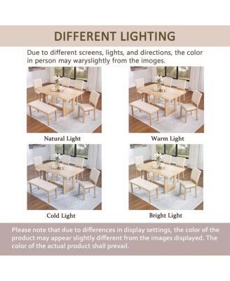 6-Piece Dining Table Set with Bench Upholstered Chairs
