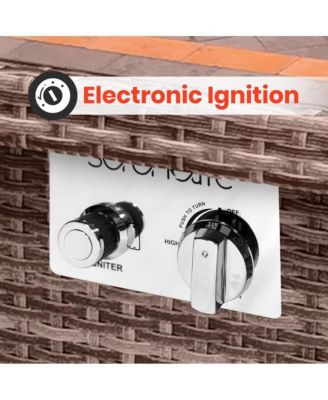 Outdoor Propane Fire Pit Table- 50,000 BTU Auto-Ignition Gas Fire Pit w/Glass Wind Guard, Mosaic Tabletop