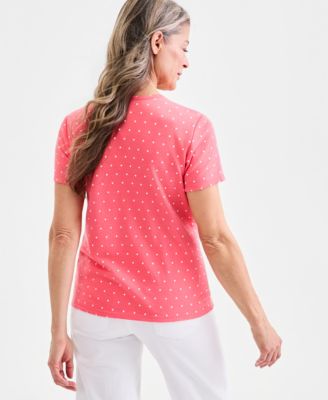 Women's Printed Short-Sleeve V-Neck Top