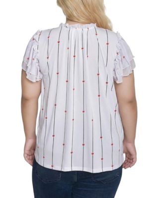 Plus Size Double Flutter-Sleeve Blouse