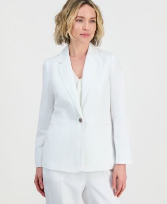 Women's Linen Notched Collar One-Button Blazer