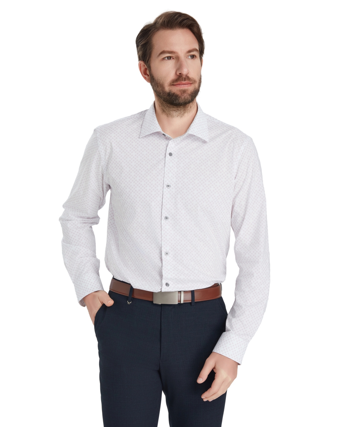 Alfani Men's Slim-Fit Geometric Print Dress Shirt, Macy's Exclusive