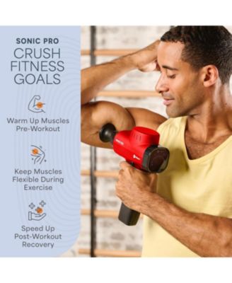 Sonic Pro Handheld Massage Gun – Deep Tissue Percussion Massager Gun for Athletes, 10 Speeds, 9 Heads, Portable Muscle Massager