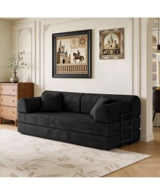 Convertible Sleeper Sofa Bed with Pillow, Corduroy Folding Mattress Couch
