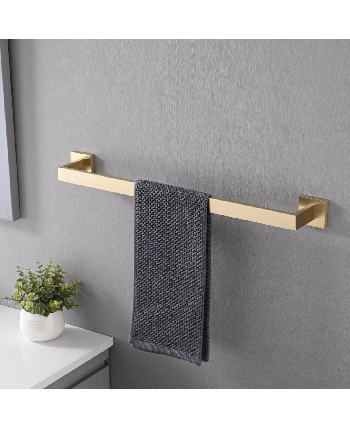 Rainsken 4- Piece Bathroom Hardware Set, Towel Bar, Toilet Paper Holder, Hand Towel Rack and Robe Hook, Stainless Steel