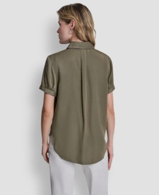 Women's Print Rolled Short-Sleeve Shirt