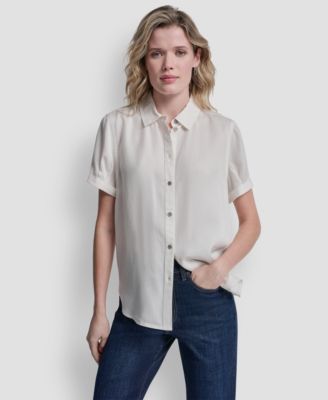 Women's Print Rolled Short-Sleeve Shirt