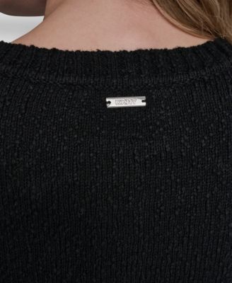 Women's Crewneck Front-Enamel Button Cardigan