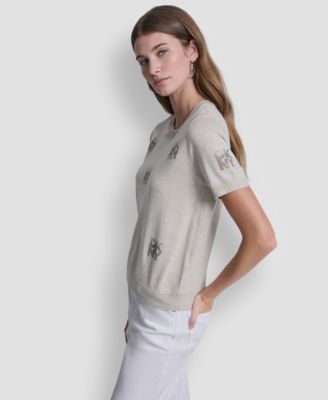 Women's Embellished Logo Crew Neck Sweater