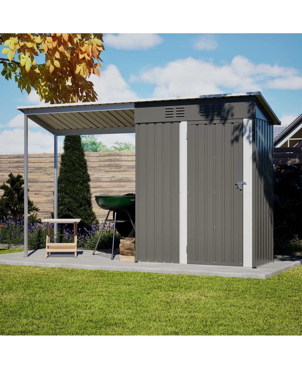 Streamdale Furniture Durable 5x3FT Galvanized Steel Shed & Gazebo Combo